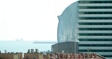 A view of a city with a clock tower in the background video