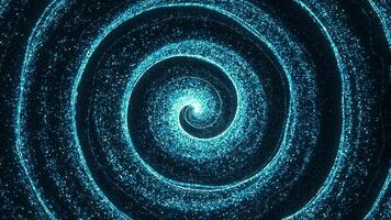 Spiral shiny blue vortex with floating particles on a black background. Fibonacci spiral formation particles. 4K video. video