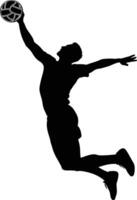 AI generated Silhouette volleyball player full body black color only vector