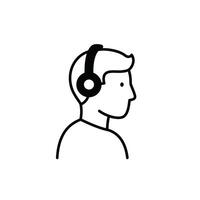 A black and white illustration of a man wearing headphones vector