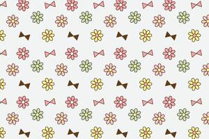 Pastel colorful tiny flowers with cute bow tie seamless repeat pattern vector