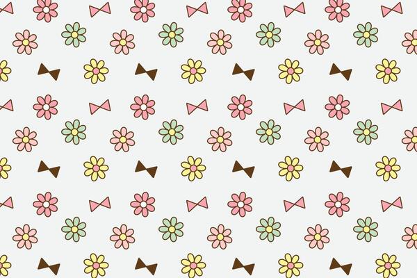 Pastel colorful tiny flowers with cute bow tie seamless repeat pattern