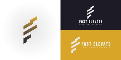 The dynamic logo design creatively integrates the initials FE into a stylized, fragmented, diagonal form. This unique symbol evokes a sense of speed, agility, and performance. vector