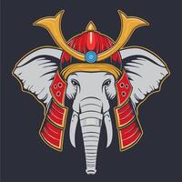 Elephant with samurai mask vector
