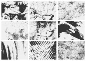 Distressed grunge overlay texture set with scratches, dirty grain, and damage. A collection of high-quality textures for unique artistic effects vector