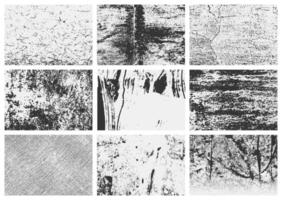 set Overlay texture collection with grunge details, distressed grain, and rough scratches. A high-quality set designed for artistic projects. vector