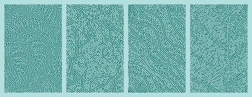 Blue background design pack collection featuring organic, abstract Turing style line patterns vector