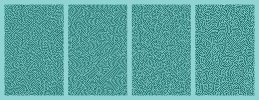 set of blue organic turing abstract lines pattern background. pack collection design vector