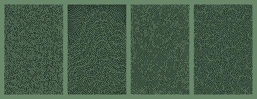 set of dark green organic turing abstract lines pattern background. pack collection design vector