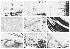 Grunge overlay texture set with distressed effects, old damage, and scratches. A collection of high-quality grainy textures perfect for vintage vector