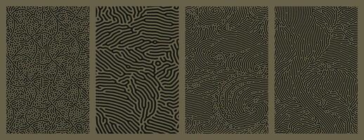 A set collection of dark green abstract organic line turing patterns perfect for background vector