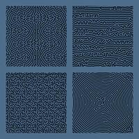 set of dark blue organic turing abstract lines pattern background. pack collection design vector