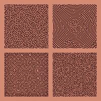 set of red organic turing abstract lines pattern background. pack collection vector