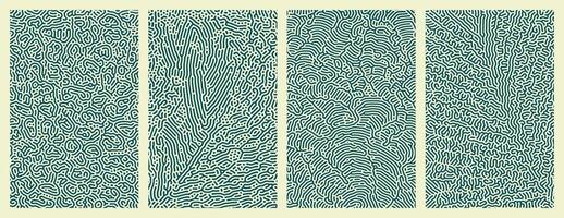 A set green collection of abstract organic line turing patterns perfect for backgrounds vector