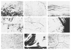 Overlay texture design set with grunge elements, scratches, and rough grain. A diverse collection of distressed black textures for professional and artistic use. vector