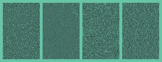 A collection of green organic Turing abstract line patterns for background design vector
