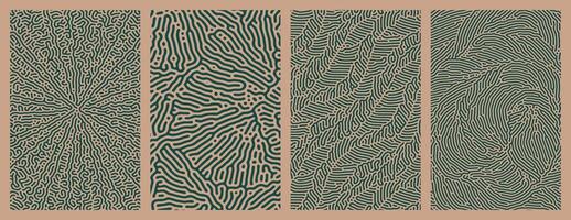 collection abstract background designs with organic Turing style line patterns vector
