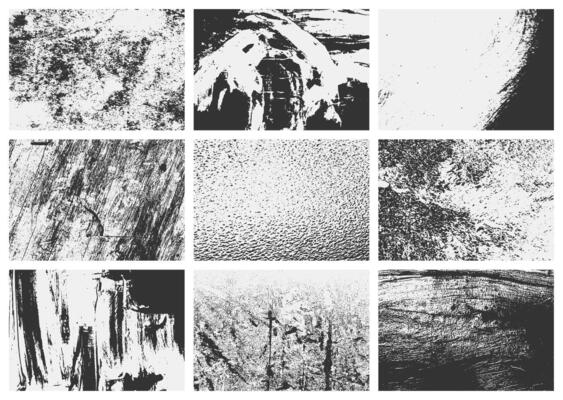 Grunge overlay texture set with distressed effects, scratches, and grainy details. A collection of high-quality textures for professional and creative design.