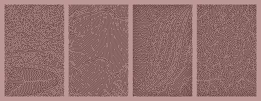 maroon Background design pack collection featuring organic, abstract Turing style line patterns vector