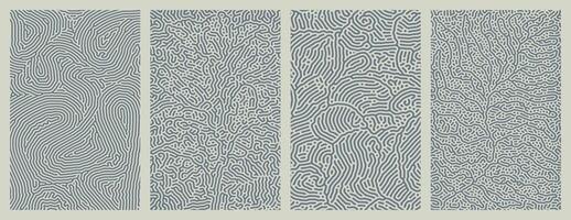 set of organic blue turing abstract lines pattern background. pack collection design vector