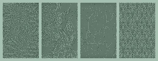 A collection of abstract green organic line turing patterns perfect for backgrounds vector
