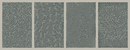 A set of green collection of abstract green organic line turing patterns perfect for backgrounds vector