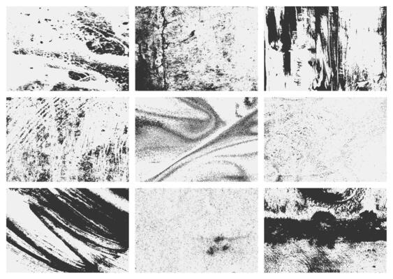 High-quality overlay texture set featuring grunge effects, distressed grain, and scratches. A collection designed for authentic vintage aesthetics.