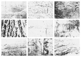Overlay texture set featuring grunge elements, distressed grain, and scratches. A collection of high-resolution textures for professional design. vector
