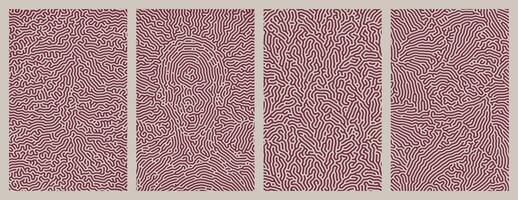 A collection of purple organic Turing abstract line patterns for background design vector