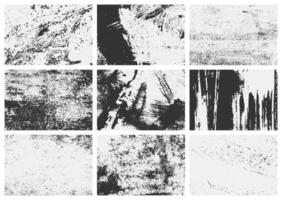 Overlay texture collection with grunge details, distressed grain, and scratches. A perfect set for artists seeking an authentic vintage look. vector