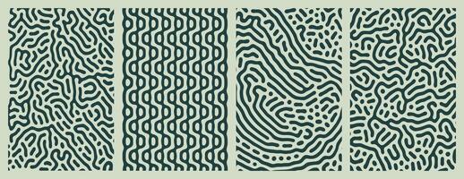 set of green organic turing abstract lines pattern background. pack collection vector