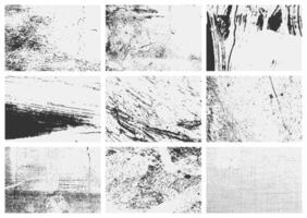 Overlay texture set featuring grunge effects, rough scratches, and distressed grain. A collection of vintage-inspired textures for artistic projects. vector