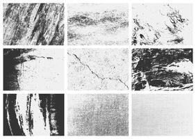 Grunge overlay texture set with distressed effects, old damage, and scratches. A collection of high-quality grainy textures perfect for vintage and worn looks design. vector