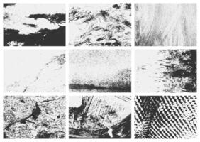A set of grunge overlay textures with dirty grain, scratches, and worn-out effects. This collection provides unique vintage and distressed styles. vector