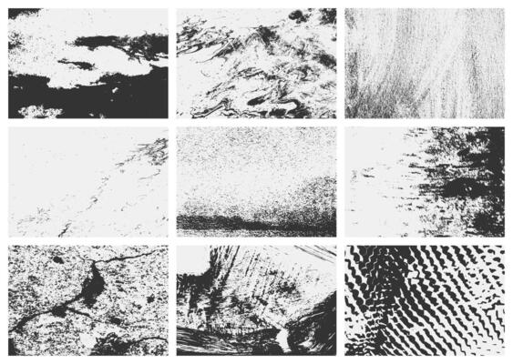 A set of grunge overlay textures with dirty grain, scratches, and worn-out effects. This collection provides unique vintage and distressed styles.