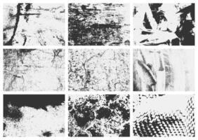 Set of grunge overlay textures with dirty grain, scratches, and worn-out effects. This collection provides unique vintage and distressed styles. vector