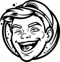 A glyph style sticker of a winking boy vector