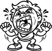 A glyph style sticker of a screaming boy vector