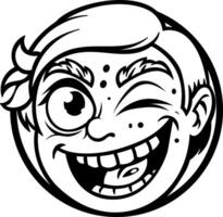 A glyph sticker of winking character vector