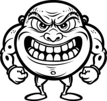 A glyph sticker of a cartoon character with muscles showing aggression vector
