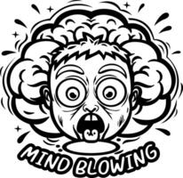 A glyph sticker of a shocked character with mind blowing typography vector