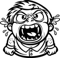 A character shouting with frustration, a glyph style sticker vector