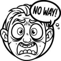 A glyph style sticker of a shocked boy with no way typography vector