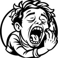 A glyph striker of yawning character vector