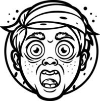 A glyph sticker of a character with unbelievable expression vector
