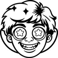 Excited character face sticker in glyph style vector