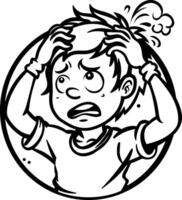 A glyph sticker of perplexed boy vector