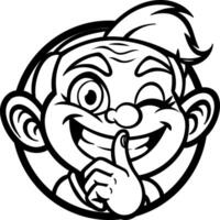 A glyph sticker of a character putting finger on his mouth depicting keep quit expression vector