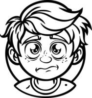 A glyph style sticker of a sad boy vector