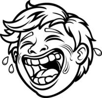 funny laughing character sticker in glyph style vector